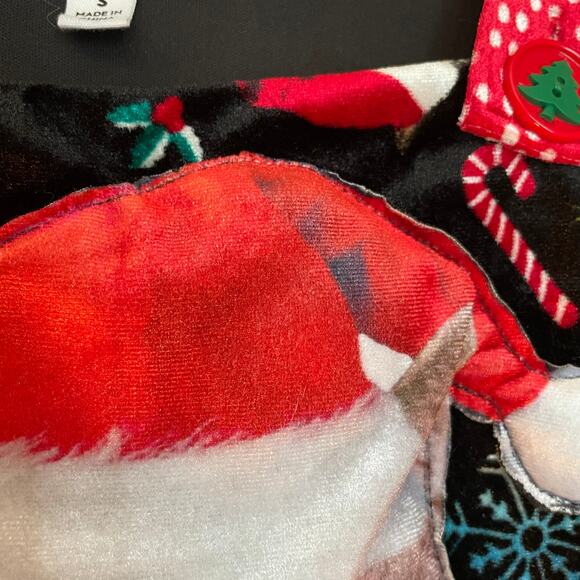 Love On A Hanger Christmas Overalls Jumpsuit Cats Velour Polka Dots Size Small - Picture 6 of 13